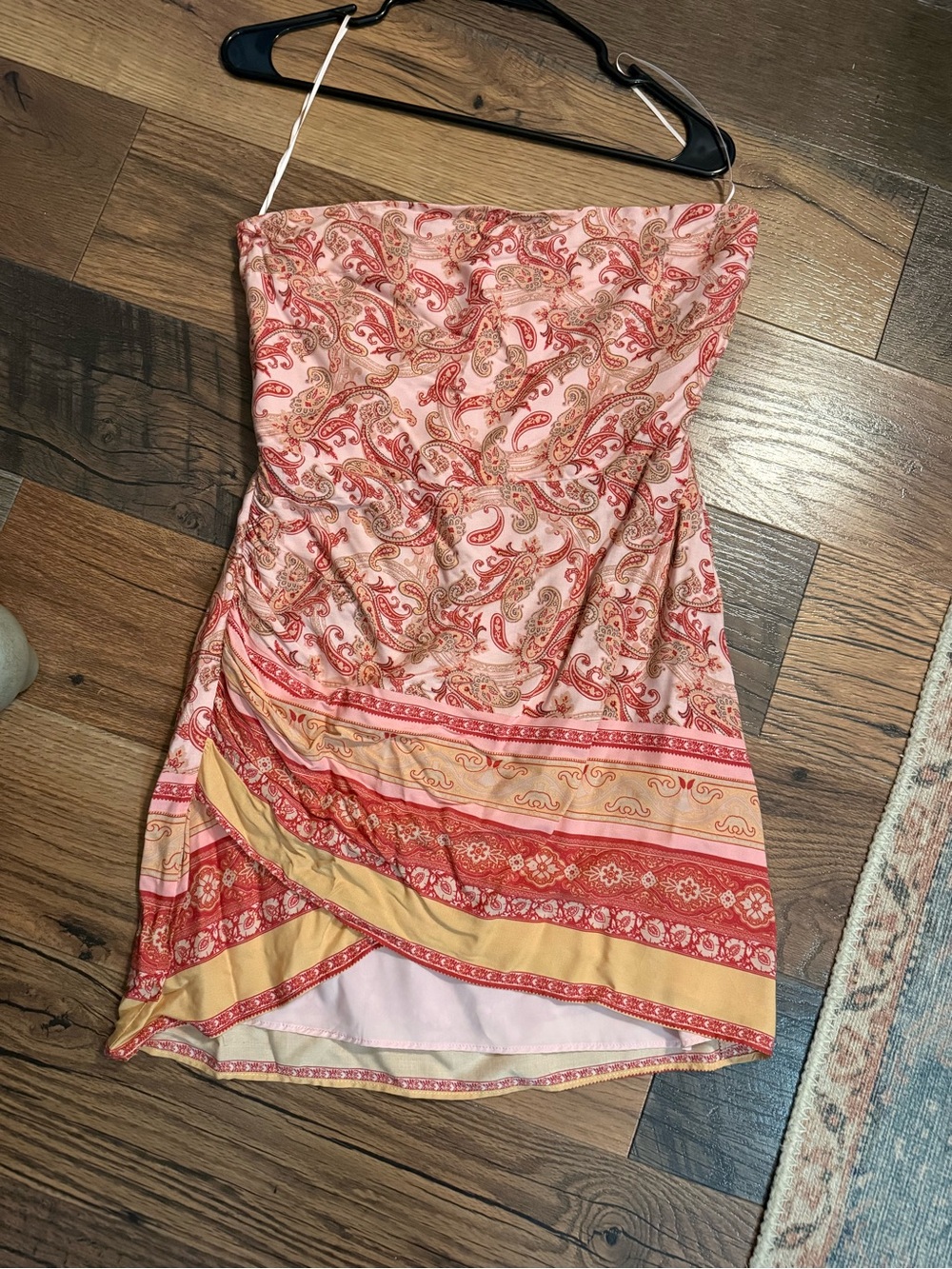 Vici Strapless Paisley Sundress in Pink and Yellow